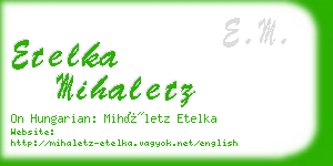 etelka mihaletz business card